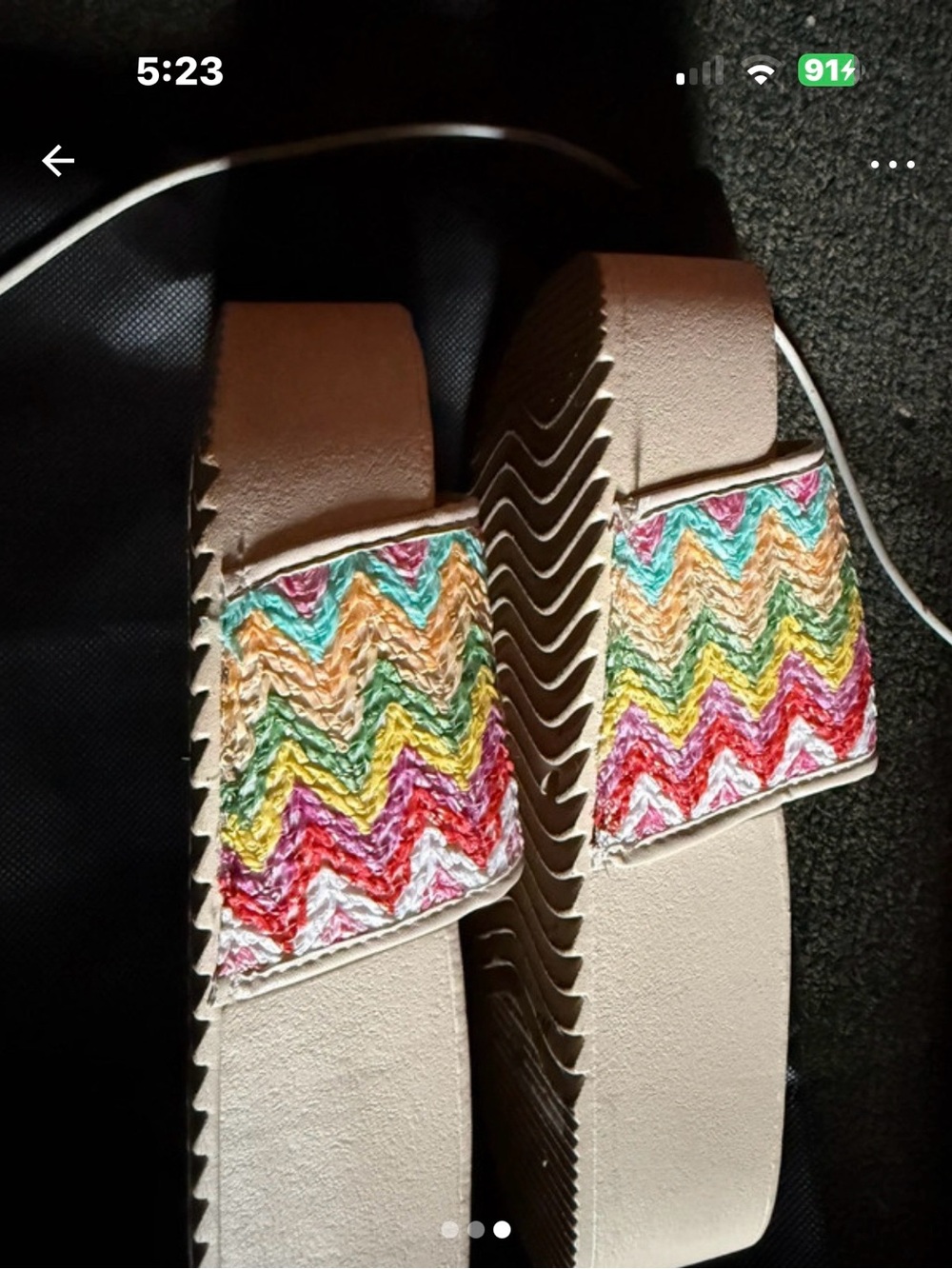 Dirty Laundry Multicolor Chevron Slide Sandals
